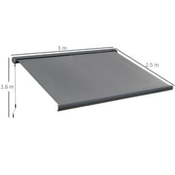 image-Cassette Electric & Manual Awning Door Window Retractable Sunshade Grey