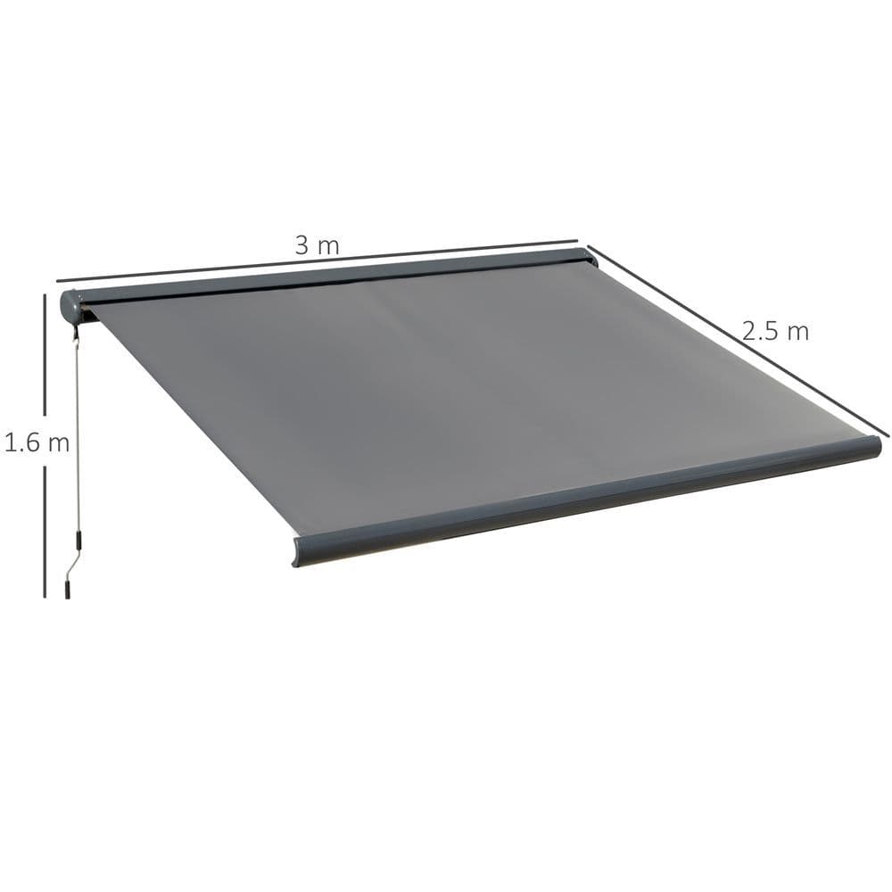 image-Cassette Electric & Manual Awning Door Window Retractable Sunshade Grey