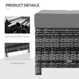 image-Rattan Footstool Ottoman w/Padded Cushion Outdoor 50x50x35 cm Grey