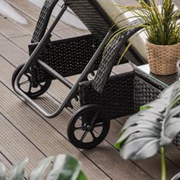 image-3 PCS Rattan Lounger Recliner Bed Garden Furniture Set w/ Side Table