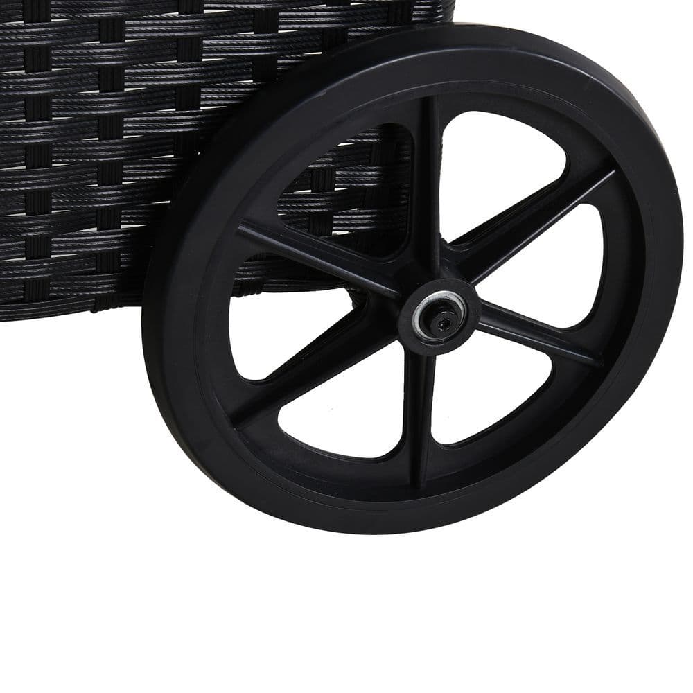 image-3 PCS Rattan Lounger Recliner Bed Garden Furniture Set w/ Side Table
