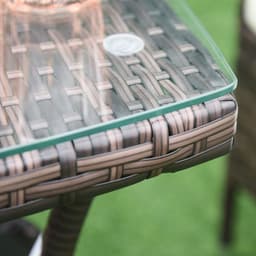 image-3 Pcs Rattan Bistro Set: 1 x Table, 2 x Chairs-Brown