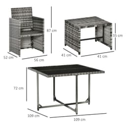 image-Rattan Furniture Set Wicker Weave Patio Dining Table Seat Mixed Grey