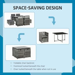 image-Rattan Furniture Set Wicker Weave Patio Dining Table Seat Mixed Grey