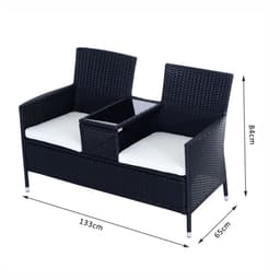 image-Rattan Chair Set W/Middle Tea Table-Black