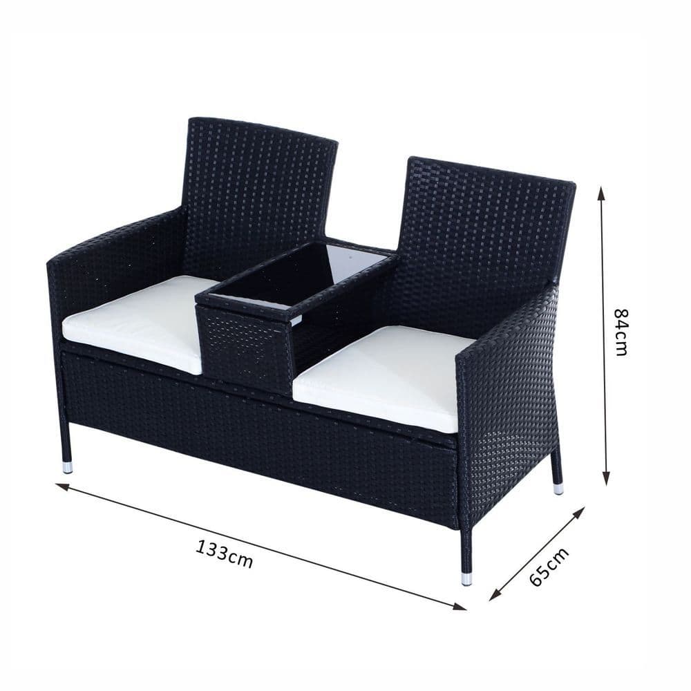 image-Rattan Chair Set W/Middle Tea Table-Black