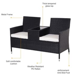 image-Rattan Chair Set W/Middle Tea Table-Black