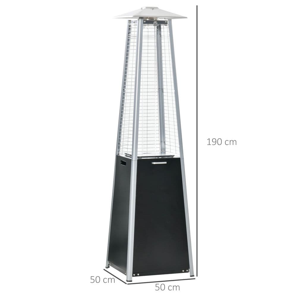 image-11.2KW Outdoor Patio Gas Heater Standing Pyramid Propane Heater Tower Wheels