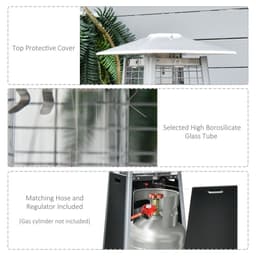 image-11.2KW Outdoor Patio Gas Heater Standing Pyramid Propane Heater Tower Wheels