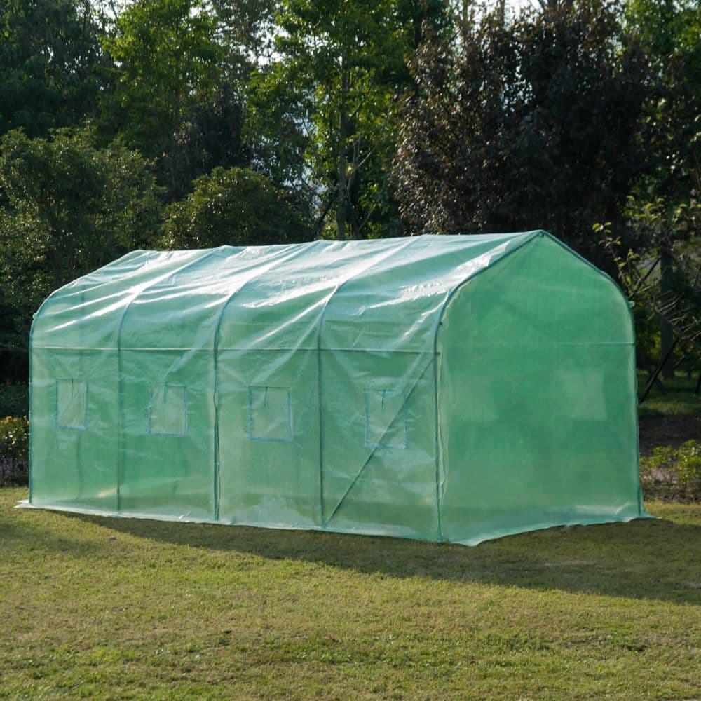 image-Garden Polytunnel Walk-in Greenhouse Round Gable Top Window Heat Shed