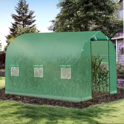 image-Garden Polytunnel Walk-in Greenhouse Round Gable Top Window Heat Shed