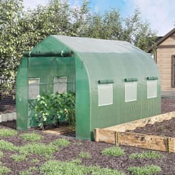 image-Garden Polytunnel Walk-in Greenhouse Round Gable Top Window Heat Shed
