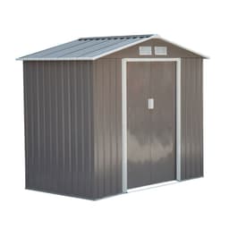 image-Lockable Garden Shed Large Patio Roofed Tool Metal Storage Sheds Box Khaki