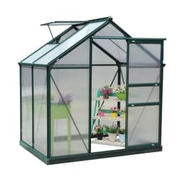 image-Clear Large Walk-In Greenhouse Garden Plants Grow Galvanized Base, Slide Door