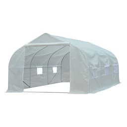 image-4.5x3x2m PE Mesh Cover Galvanized Metal Frame Walk-In Greenhouse White