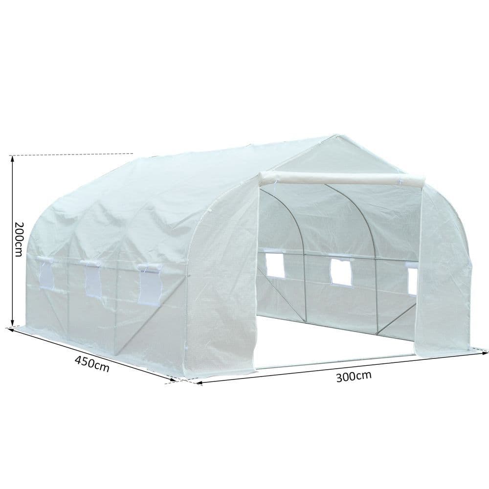 image-4.5x3x2m PE Mesh Cover Galvanized Metal Frame Walk-In Greenhouse White