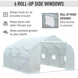 image-4.5x3x2m PE Mesh Cover Galvanized Metal Frame Walk-In Greenhouse White