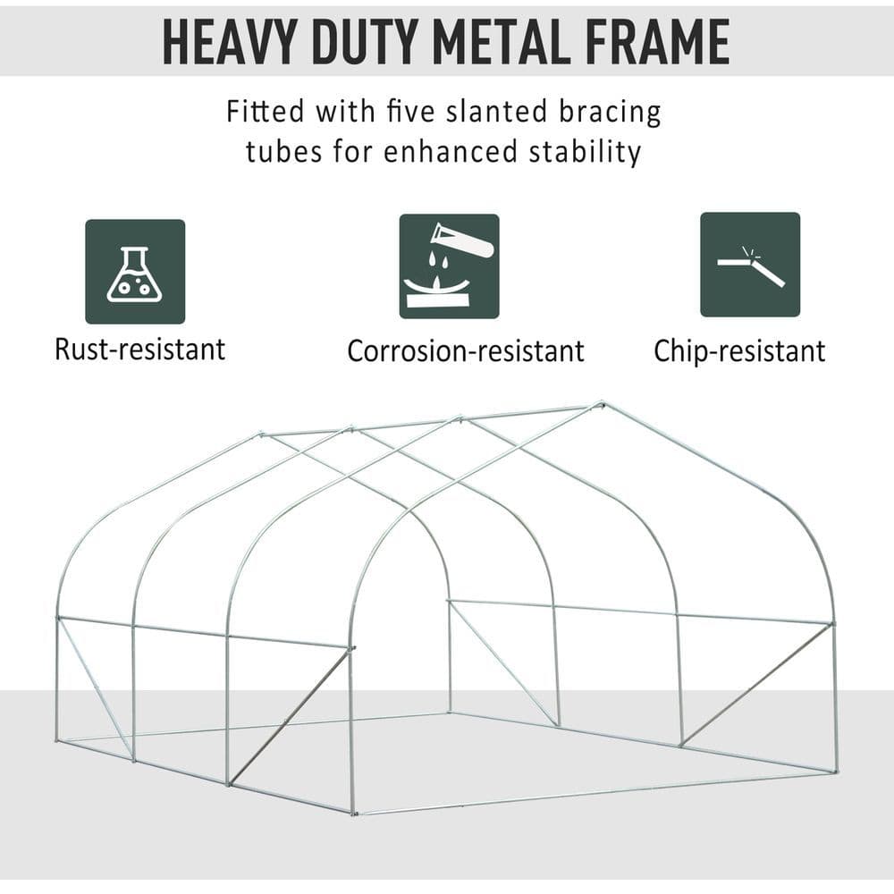 image-4.5x3x2m PE Mesh Cover Galvanized Metal Frame Walk-In Greenhouse White
