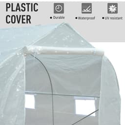 image-4.5x3x2m PE Mesh Cover Galvanized Metal Frame Walk-In Greenhouse White