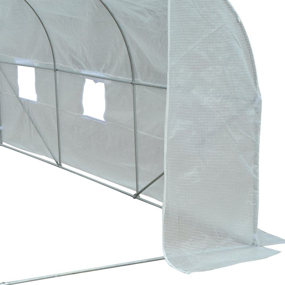image-4.5x3x2m PE Mesh Cover Galvanized Metal Frame Walk-In Greenhouse White