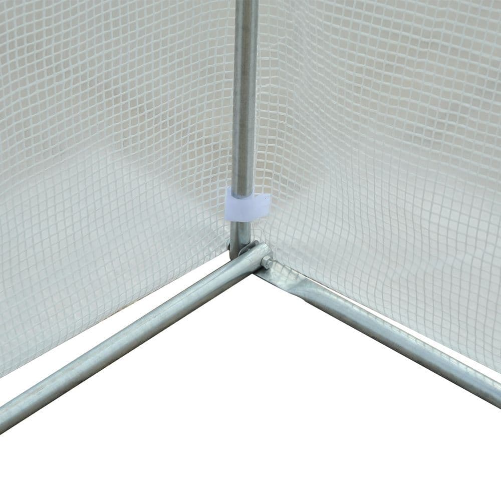 image-4.5x3x2m PE Mesh Cover Galvanized Metal Frame Walk-In Greenhouse White