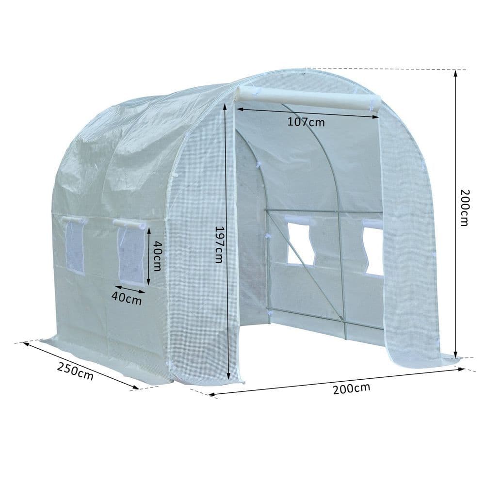 image-250L X 200W X 200H cm Walk-in Greenhouse-White PE