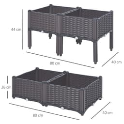 image-PP Set Of 4 Raised Outdoor Garden Planter Box Brown