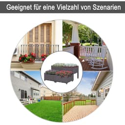 image-PP Set Of 4 Raised Outdoor Garden Planter Box Brown