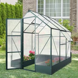 image-Garden Walk-in Aluminium Greenhouse Polycarbonate with Plant Bed