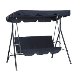 image-3 Seater Canopy Swing Chair Rocking Bench Patio Metal Seat with Top Roof
