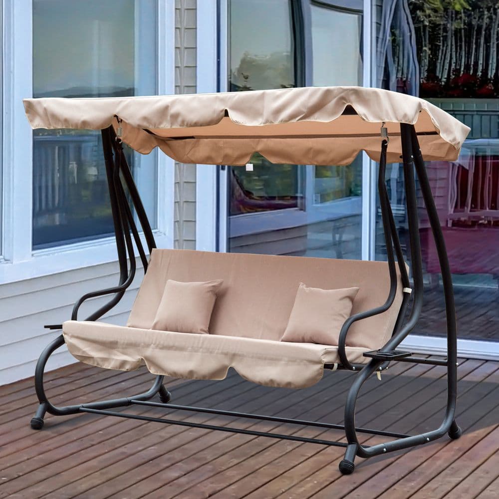 image-3 Seater Garden Swing Chair Convertible Chair Bench Garden Hammock