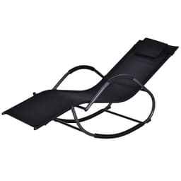 image-Steel Frame Zero Gravity Rocking Lounge Chair w/ Pillow