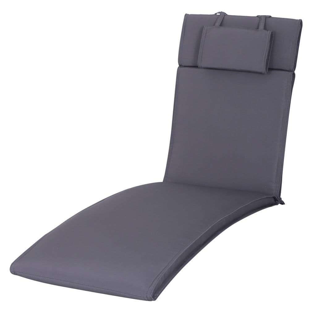 image-Garden Sun Lounger Chair Cushion Reclining Relaxer Indoor Outdoor Grey