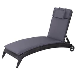 image-Garden Sun Lounger Chair Cushion Reclining Relaxer Indoor Outdoor Grey