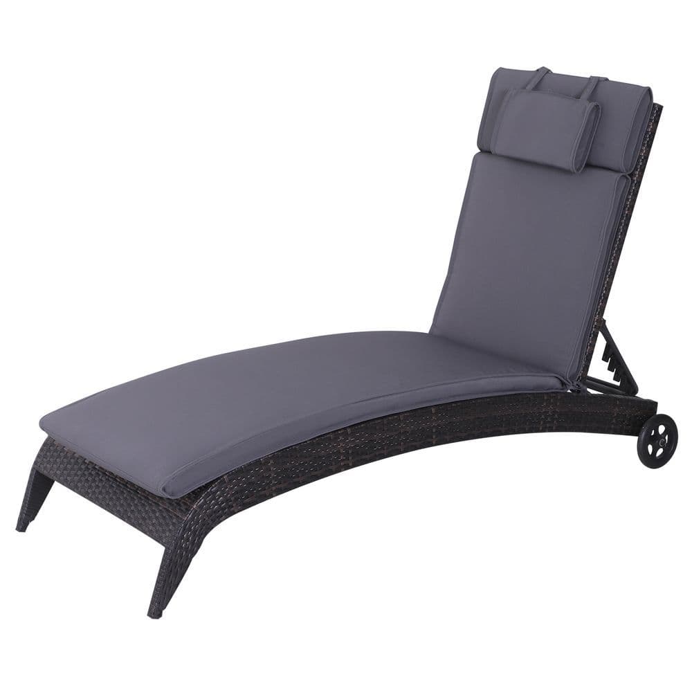 image-Garden Sun Lounger Chair Cushion Reclining Relaxer Indoor Outdoor Grey
