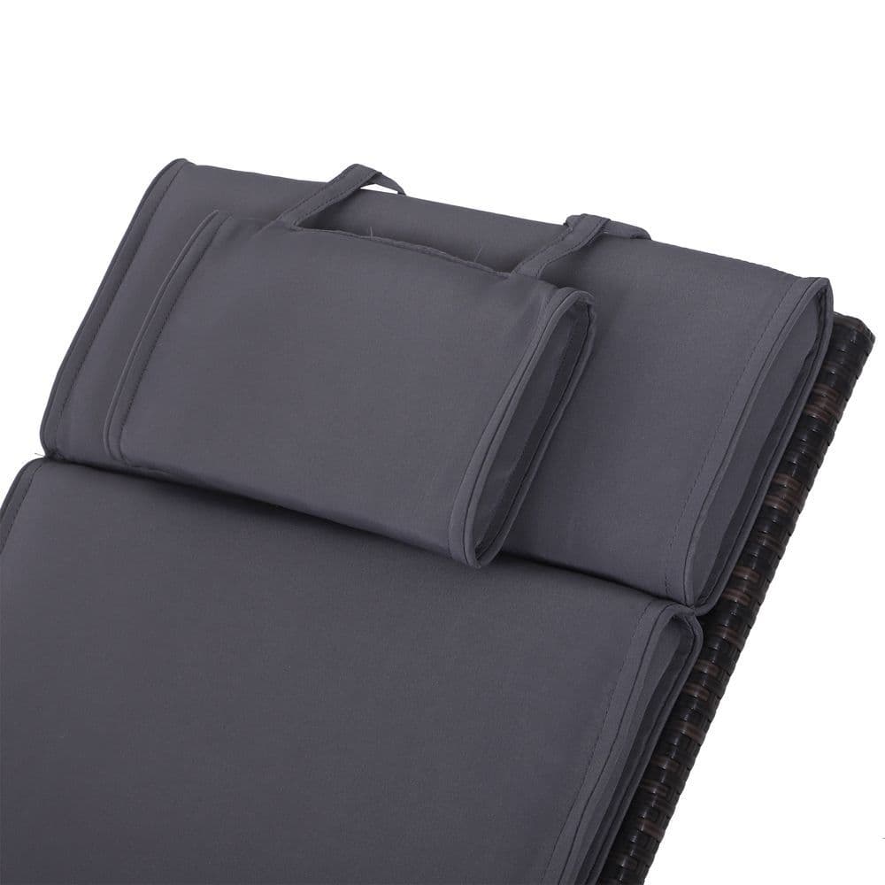 image-Garden Sun Lounger Chair Cushion Reclining Relaxer Indoor Outdoor Grey
