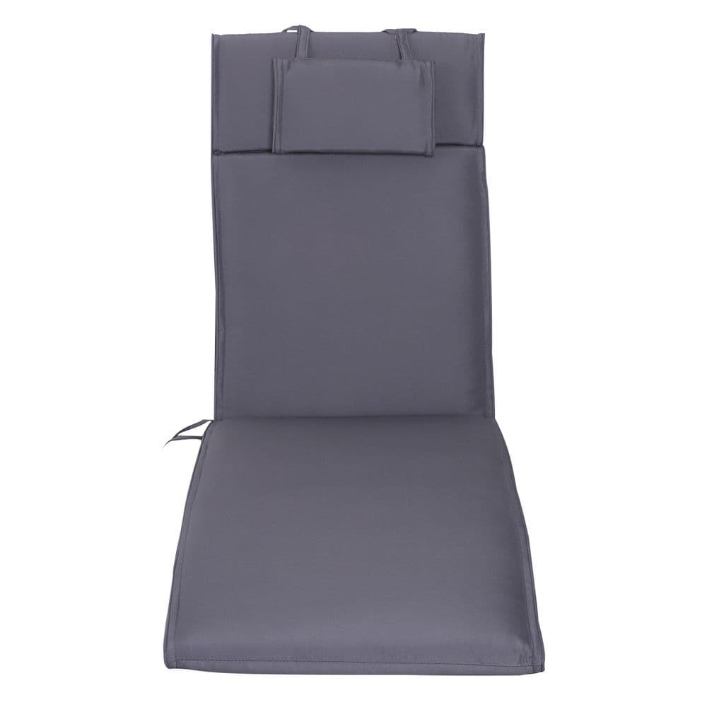 image-Garden Sun Lounger Chair Cushion Reclining Relaxer Indoor Outdoor Grey