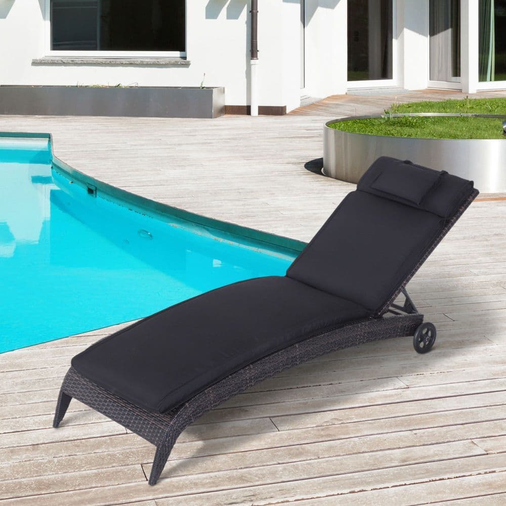 image-Garden Sun Lounger Chair Cushion Reclining Relaxer Indoor Outdoor