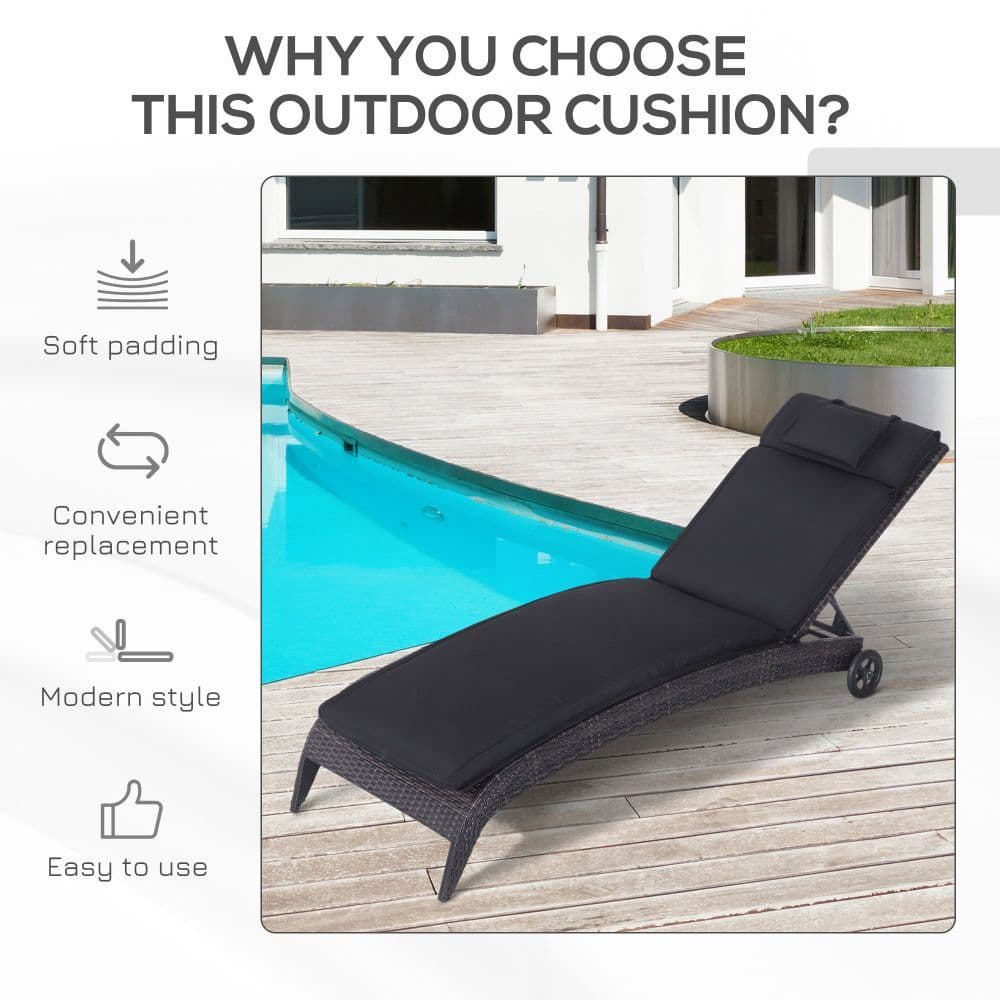 image-Garden Sun Lounger Chair Cushion Reclining Relaxer Indoor Outdoor