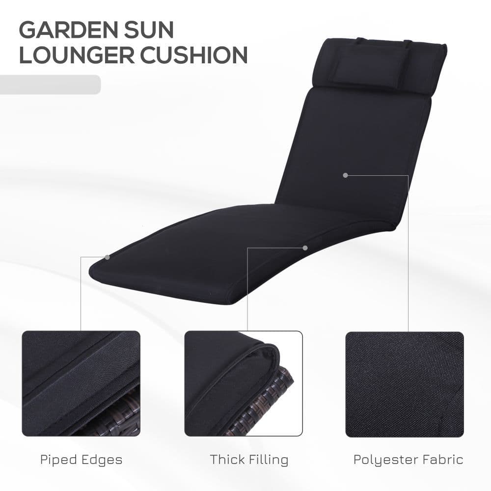 image-Garden Sun Lounger Chair Cushion Reclining Relaxer Indoor Outdoor