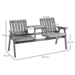 image-Outdoor 2-Seater Furniture Wooden Garden Bench for Yard, Lawn, Porch, Patio Grey