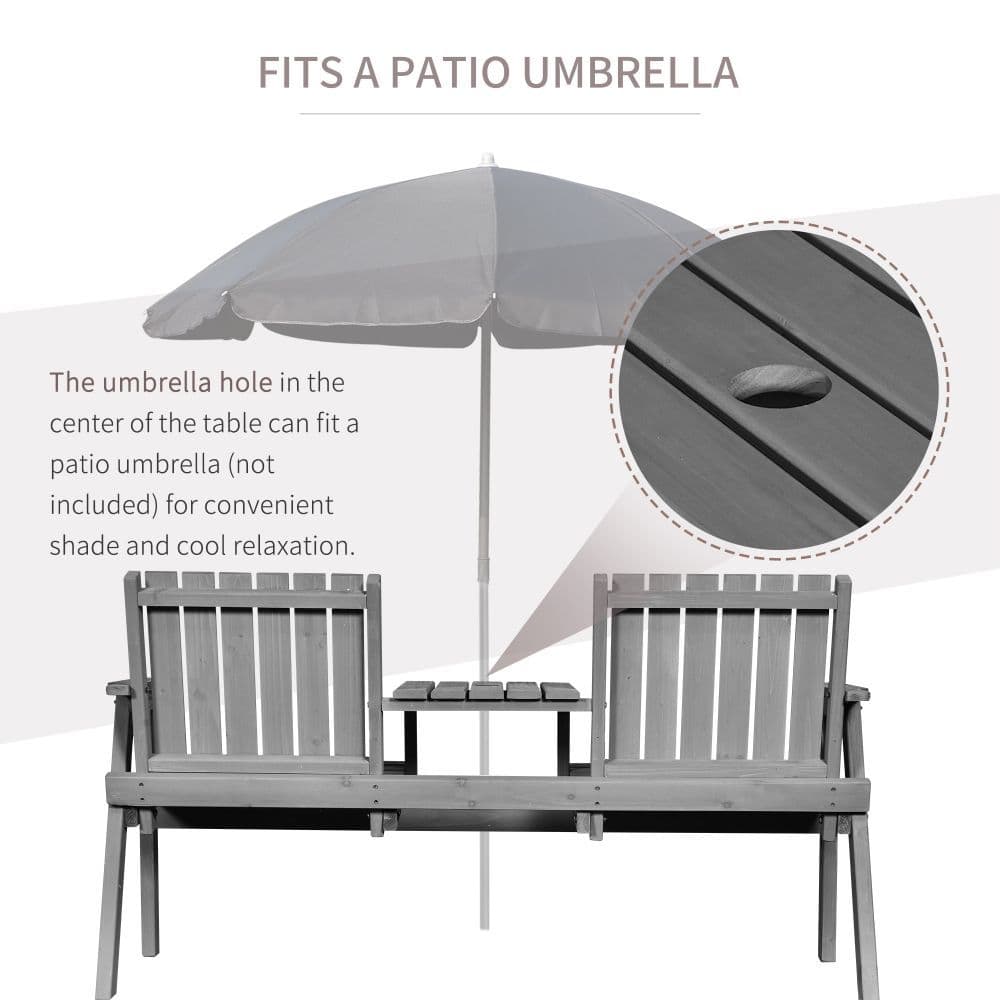 image-Outdoor 2-Seater Furniture Wooden Garden Bench for Yard, Lawn, Porch, Patio Grey