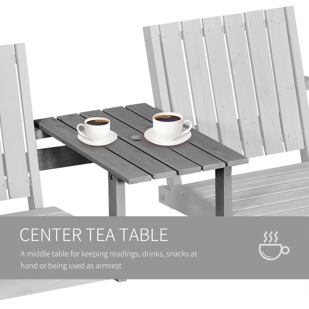 image-Outdoor 2-Seater Furniture Wooden Garden Bench for Yard, Lawn, Porch, Patio Grey