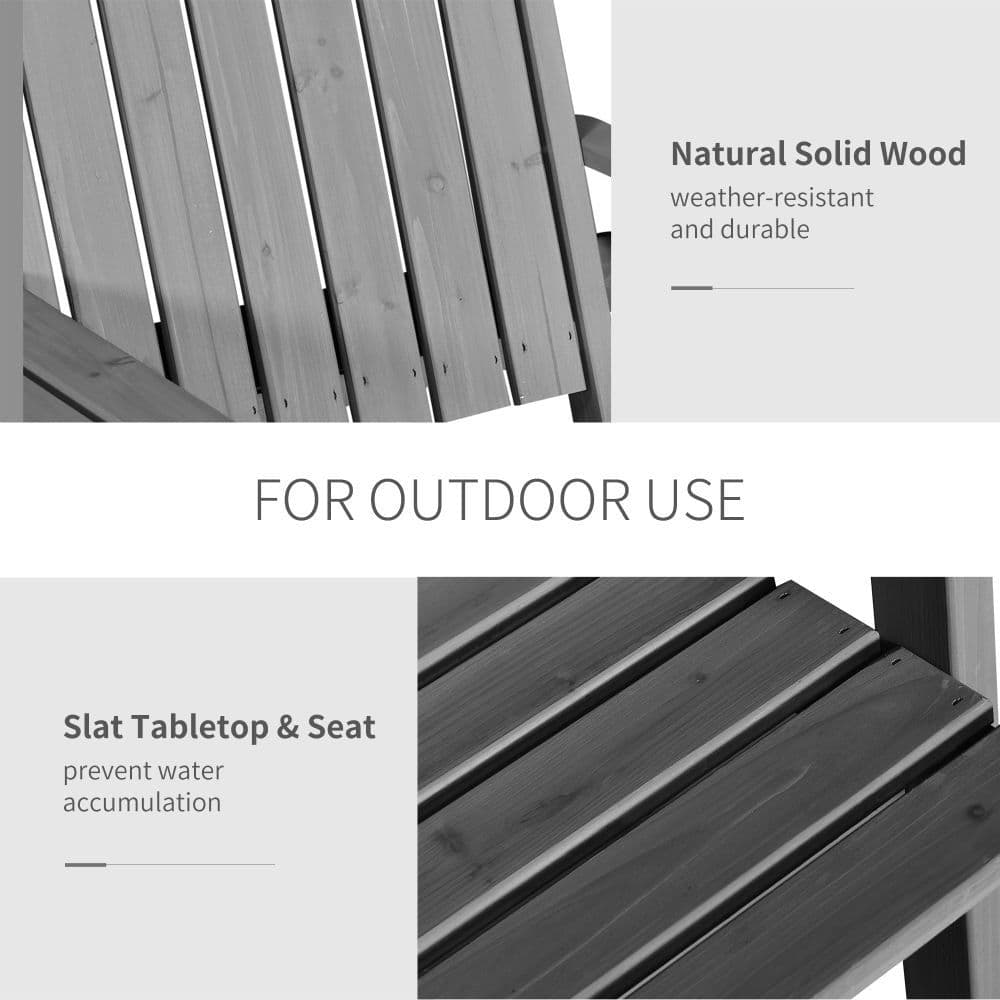image-Outdoor 2-Seater Furniture Wooden Garden Bench for Yard, Lawn, Porch, Patio Grey