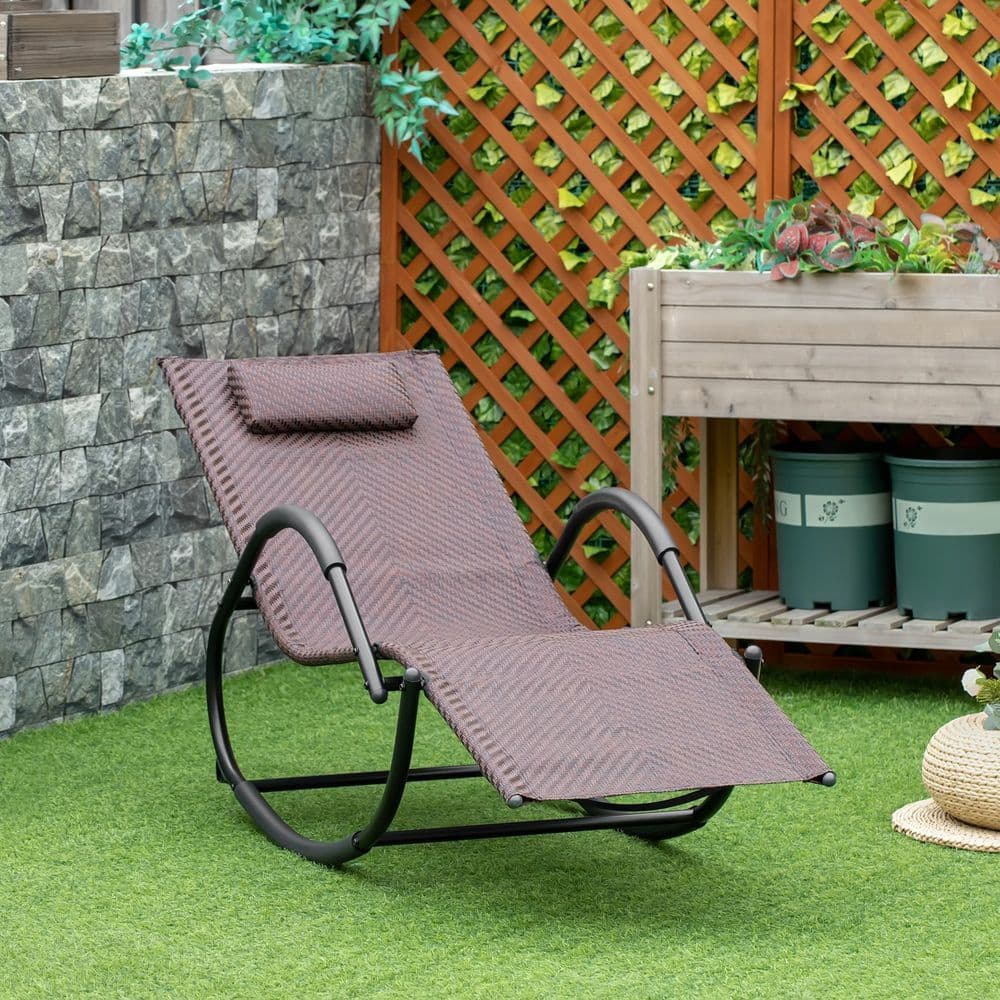 image-Zero Gravity Rocking Lounge Chair Patio Rocker Removable Pillow, Recliner Seat