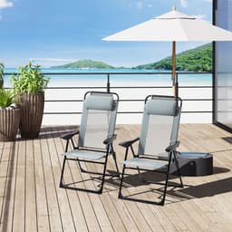 image-2 Portable Folding Recliner Outdoor Patio Chaise Lounge Chair with Backrest
