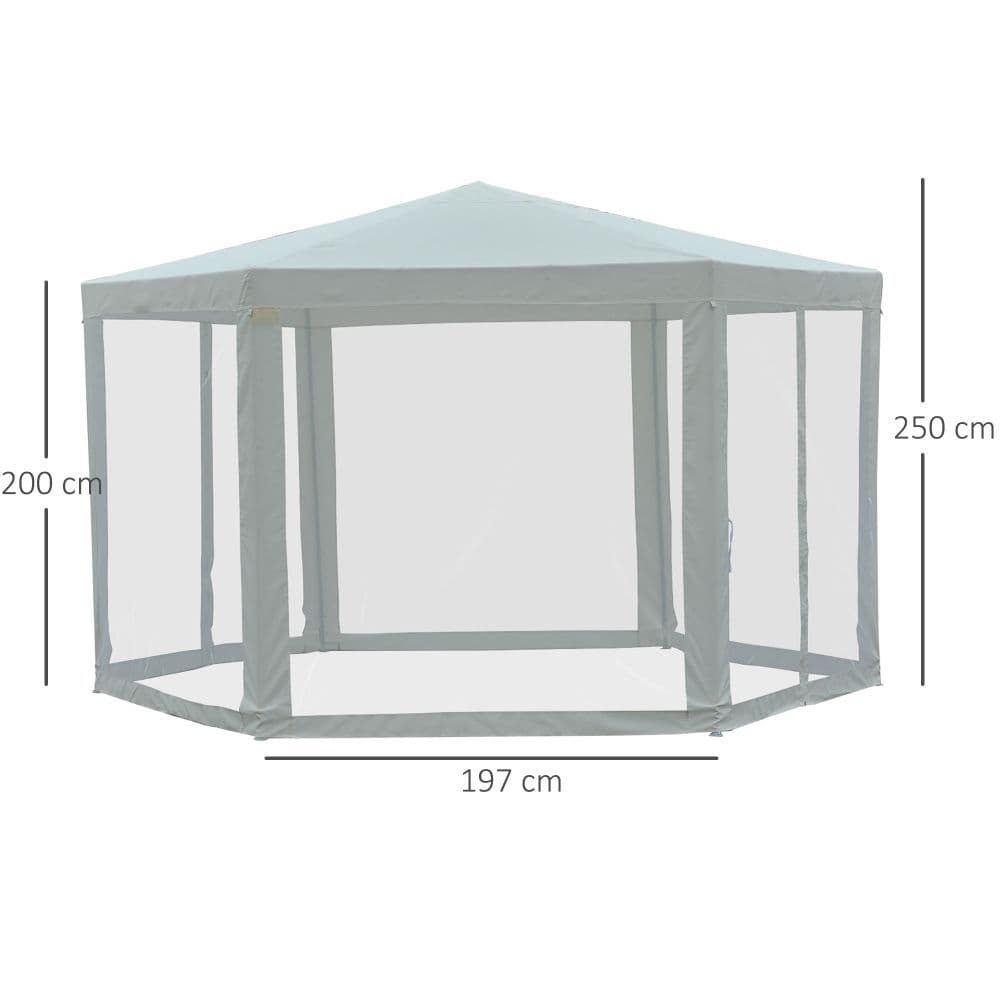 image-Hexagon Netting Gazebo-Creamy White