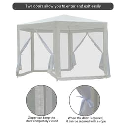 image-Hexagon Netting Gazebo-Creamy White
