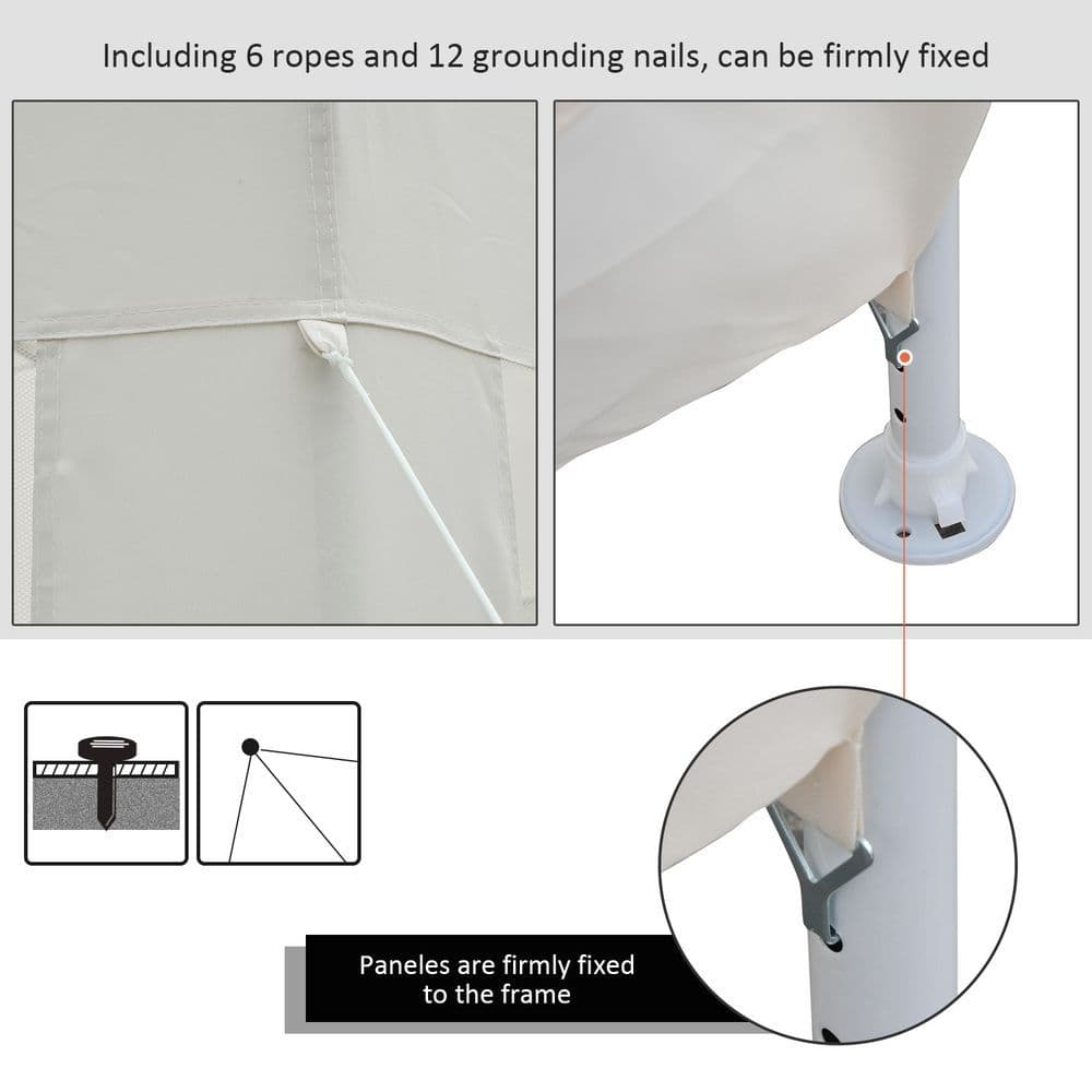 image-Hexagon Netting Gazebo-Creamy White