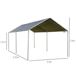 image-3m x 6m Heavy Duty Galvanized Steel Frame Canopy Vehicle Shelter Grey